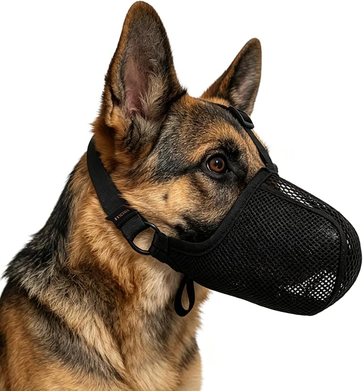 Dog Muzzle for Large Medium Small Sized Dogs Soft Mesh Muzzles | Breathable Mouth Guard Cover. For Grooming, Anti Scavenging, Biting, Chewing, Grooming (Black, XS)