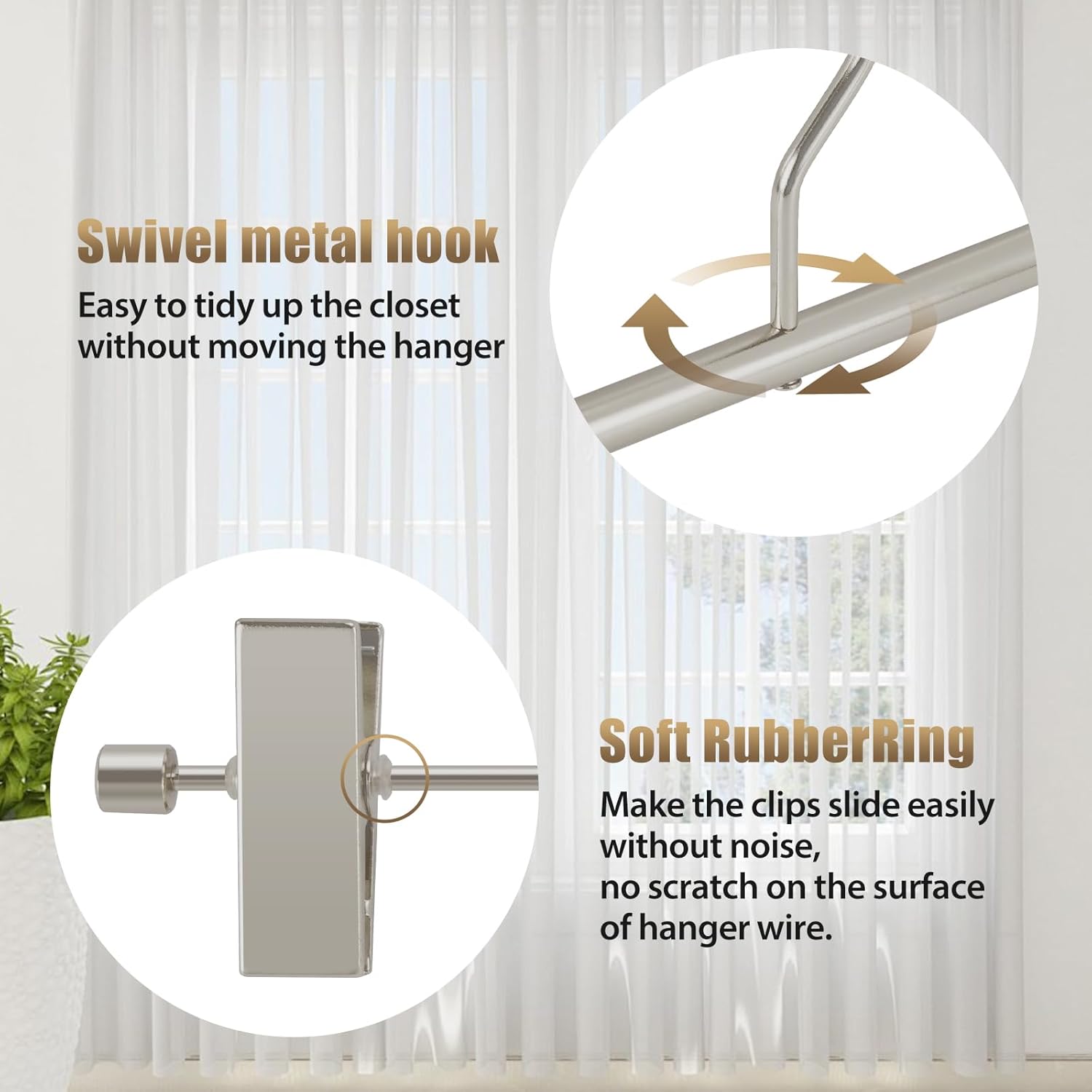 VWV 10-Pack Adjustable Women's Skirt and Pants Hangers, Durable, Space-Saving, Suitable for Jeans, Shorts, Underwear, Sports Bras (Matte Pearl Nickel)