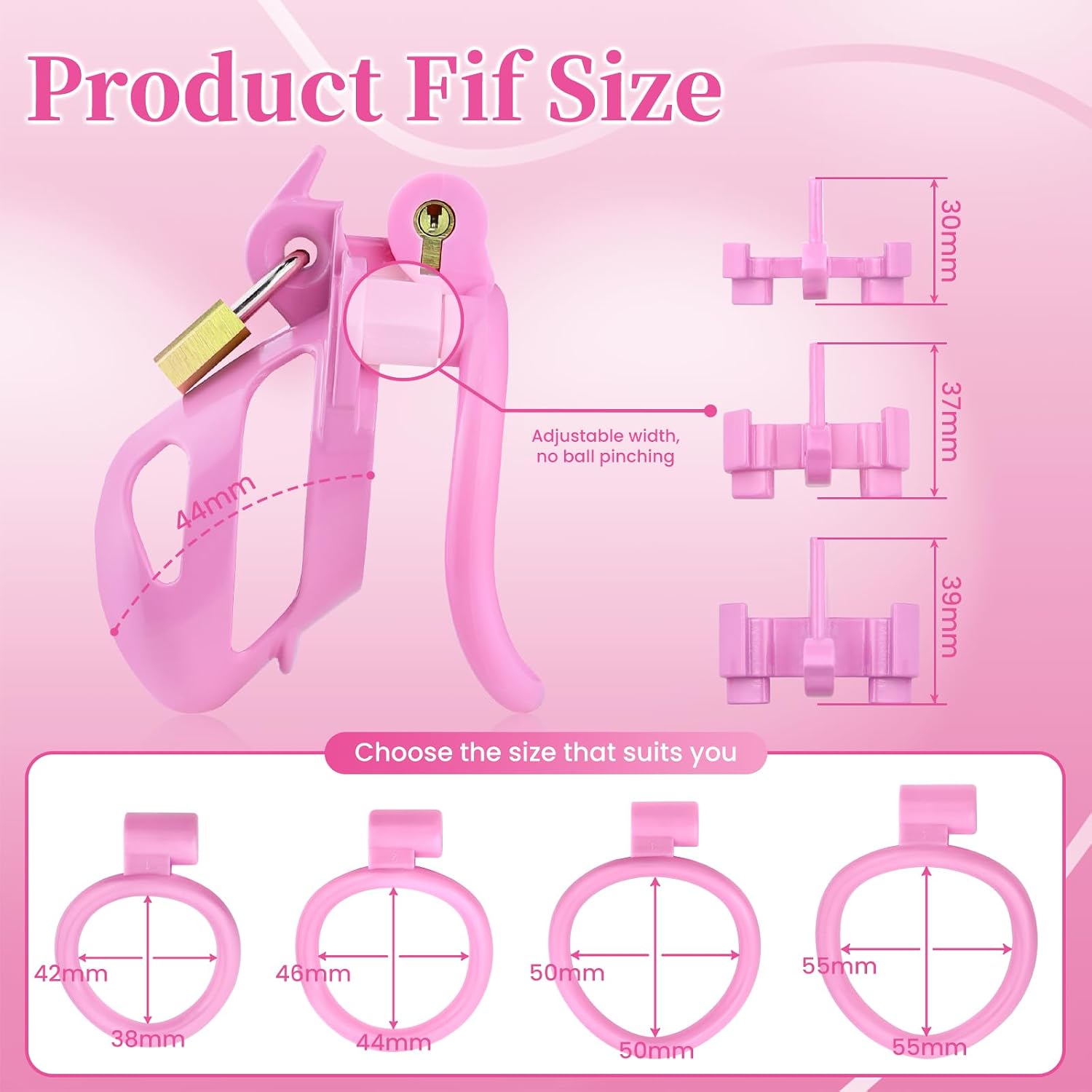 Male Chastity Cage Device - Lightweight Cock cage with 3 Sizes Locking Attachment & 4 Cock Rings, Double Metal Lock Penis cage with 5 Disposable Lock, Bondage Gear & Accessories Adult Sex Toy for Men
