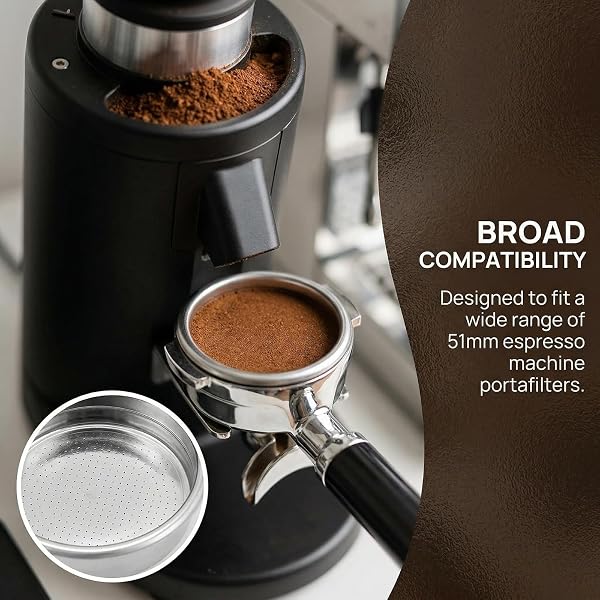 2 Pieces Coffee Machine Filter, 51 mm Stainless Steel Coffee Filter, Reusable, Double Layer Pressurized Filter Compatible with Cecotec Ufesa Delonghi Breville Coffee Machines - 5