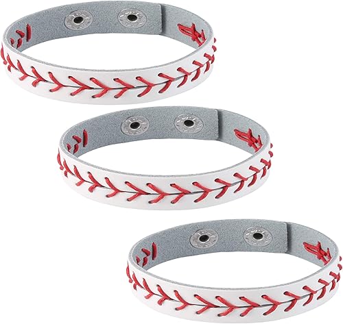 3Pcs Genuine Leather Baseball Bracelets by Athletes Bangle - Baseball Gifts For Women