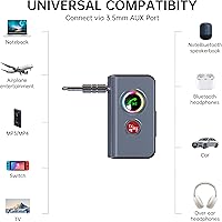 Vista 2 de Transmisor y receptor Bluetooth 5.4 2 en 1 - Adaptador de audio inalámbrico con conector AUX de 0.138 in para uso en el automóvil - Modo dual