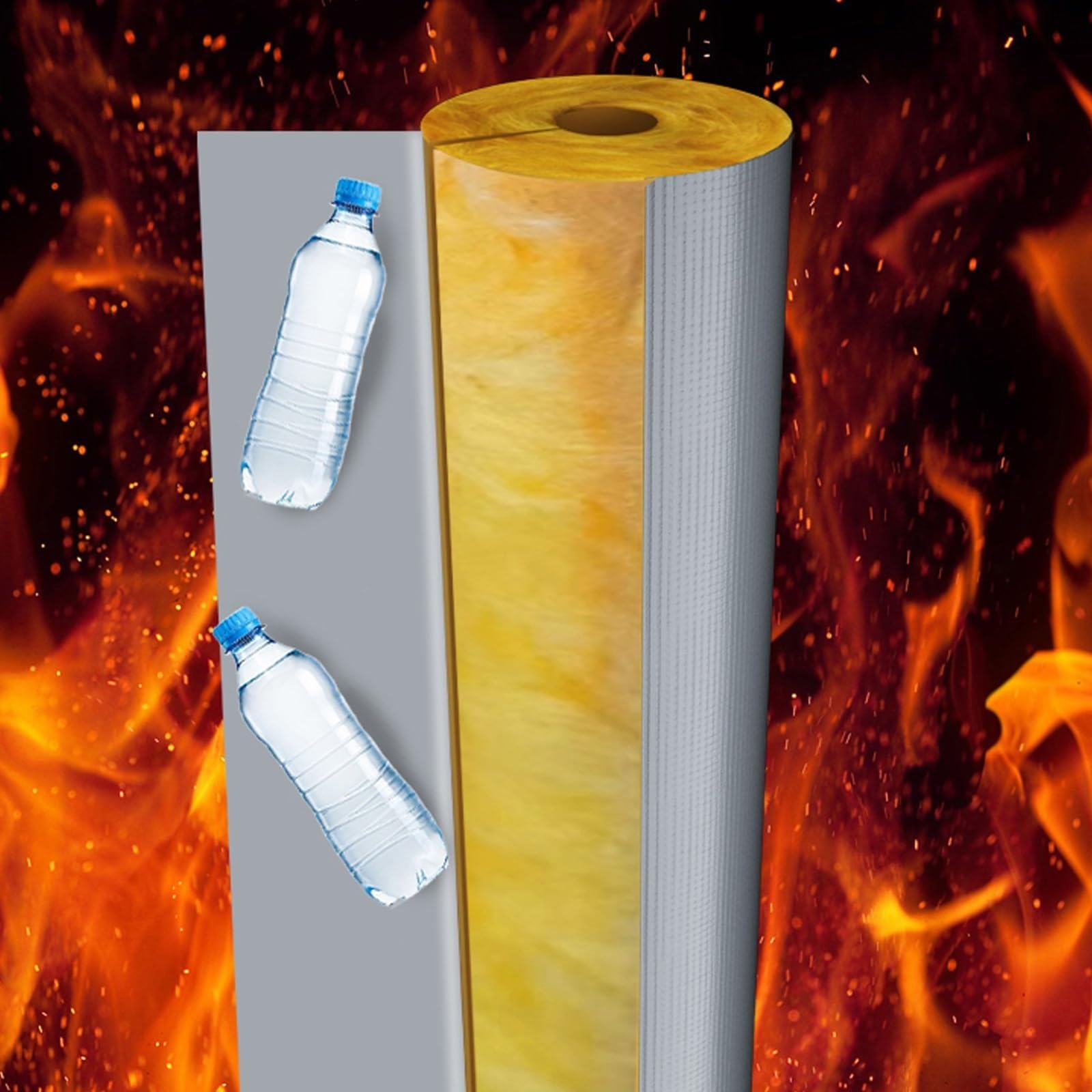 Manguito Aislante for tuberías de Vapor: Aislamiento térmico ignífugo for calderas/tuberías industriales, reducción del Ruido y absorción de Impactos.(ID-48mm/1.89" TH-50mm/1.96")