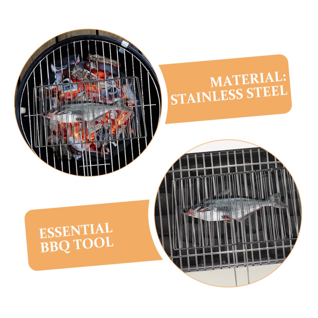 TOYANDONA Cestello per Griglia in Acciaio Inox Spesso per Barbecue All'aperto, con Manico Ergonomico, Rete Antiaderente per Pesce, Carne e Verdure, Accessorio per Grigliate da Campeggio