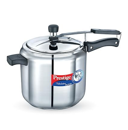 Prestige Nakshatra Alpha Stainless Steel Inner Lid Pressure Cooker, 7 Litres, Stainless Steel
