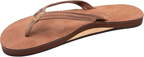 Rainbow Sandals Cuero de lujo para mujer - Soporte de arco de una sola capa con correa estrecha de 12"