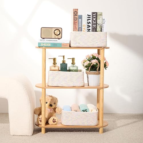 Vista 151 de Cestas de almacenamiento pequeñas para organizar Contenedores organizadores de armario Cesta de juguetes para estante Cestas de cuerda tejida