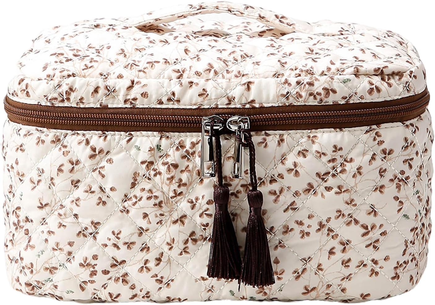 Women Floral Cosmetics Toiletry Organizer with Zipper - Portable
