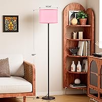 Vista 2 de Ambimall Lámpara de pie moderna de 60 pulgadas con pantalla, lámparas altas para sala de estar, dormitorio, oficina, comedor, pantalla rosa