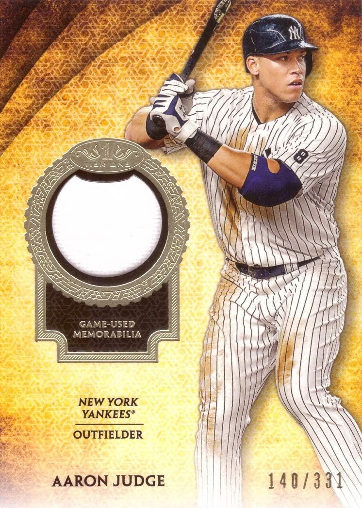 2017 Topps Tier One Relics #T1R-AJ Aaron Judge New York Yankees Game Worn Jersey Baseball Card from Rookie Season - Only 331 made!