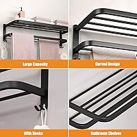 Vista 3 de DDS-DUDES Toallero de baño de 23 pulgadas con barras de toalla dobles, soporte de pared para lavabo con ganchos, estante de baño de hotel de acero