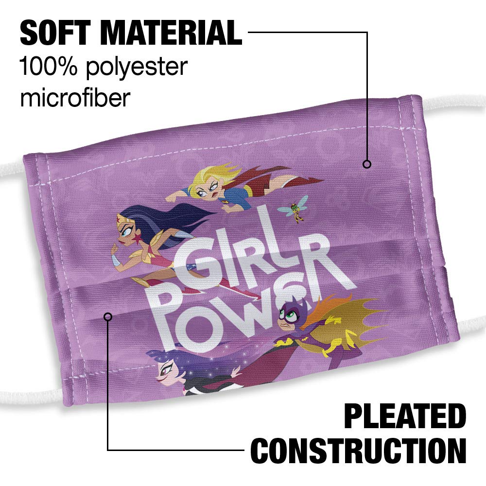 Popfunk Dc Super Hero Girls Kids Power Pattern 1 Ply Reusable Face Mask Covering