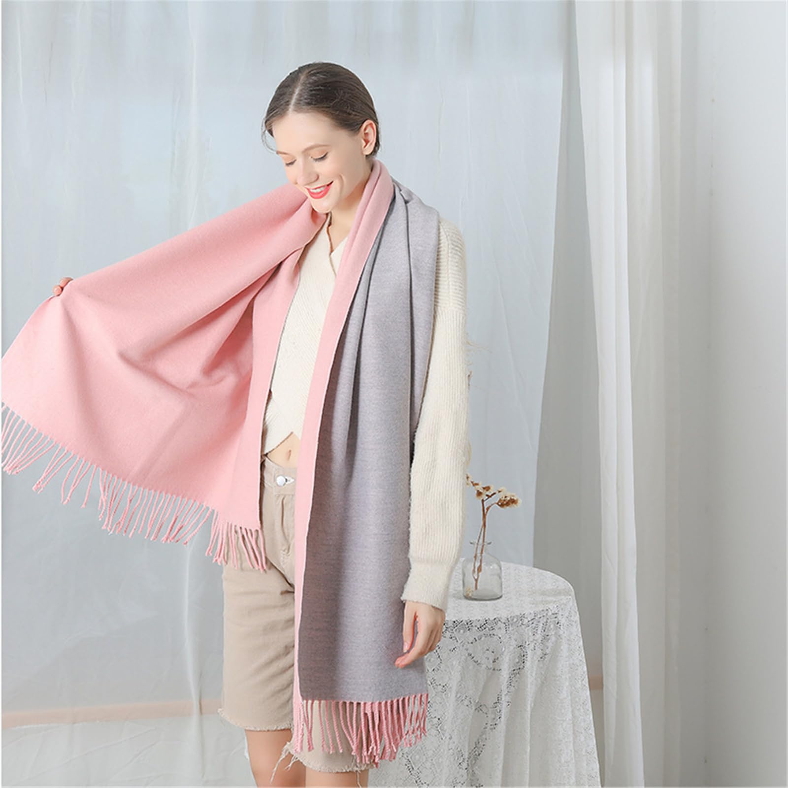 Foulard Donna Scialle Sciarpa Da Versatile E Alla Moda Per Il Calore Double-face Autunno Inverno