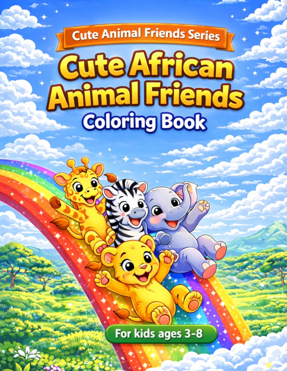 Cute African Animal Friends Coloring Book: Fun and Easy Coloring Pages for Kids Ages 3–8 (Cute Animal Friends Series)
