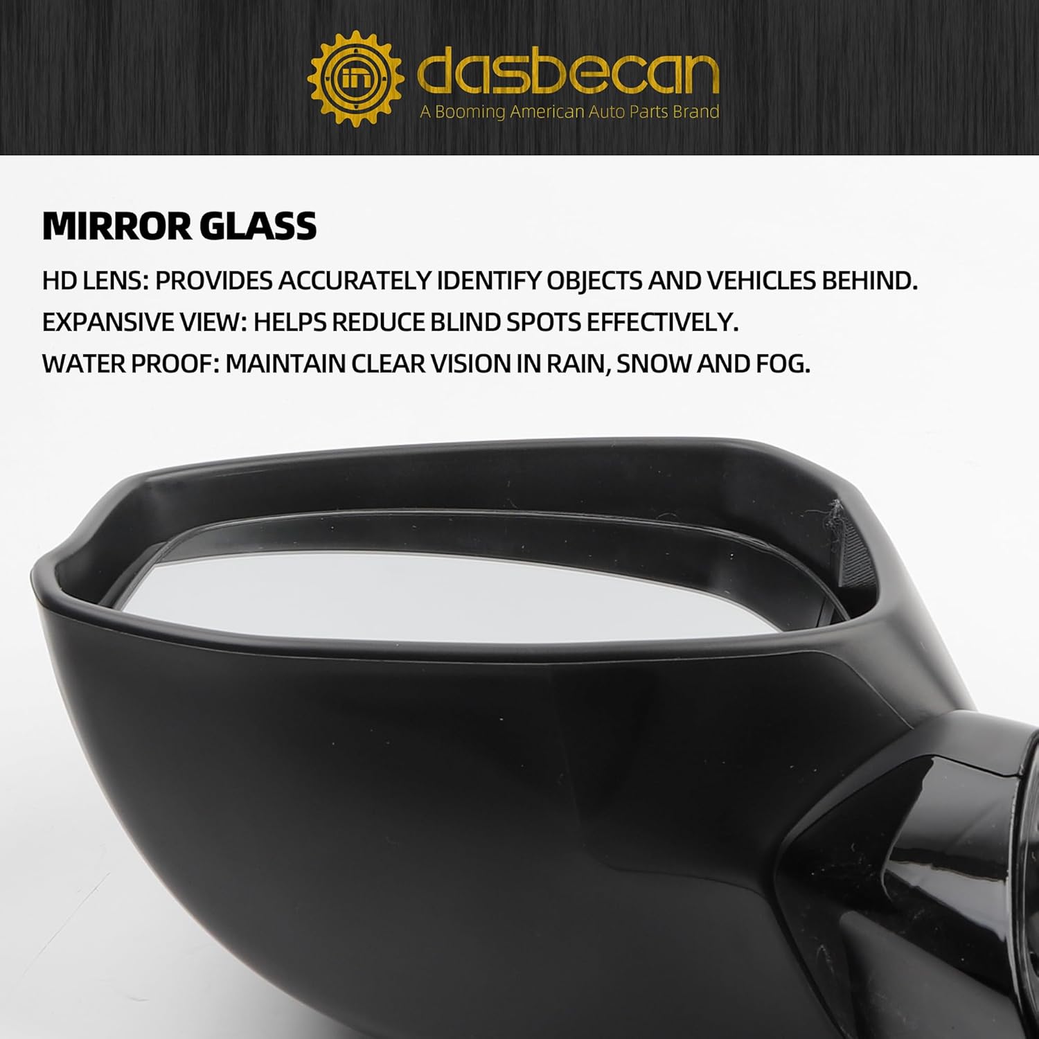Dasbecan Left Driver Side Door Mirror Compatible with 2012-2015 Honda Civic Power Glass Manual Folding Replace# HO1320261, 76252TR0A01-PFM, 76258TR6C01-PFM,76251TR0A01ZD,76258TR3A01 Black 3PINS
