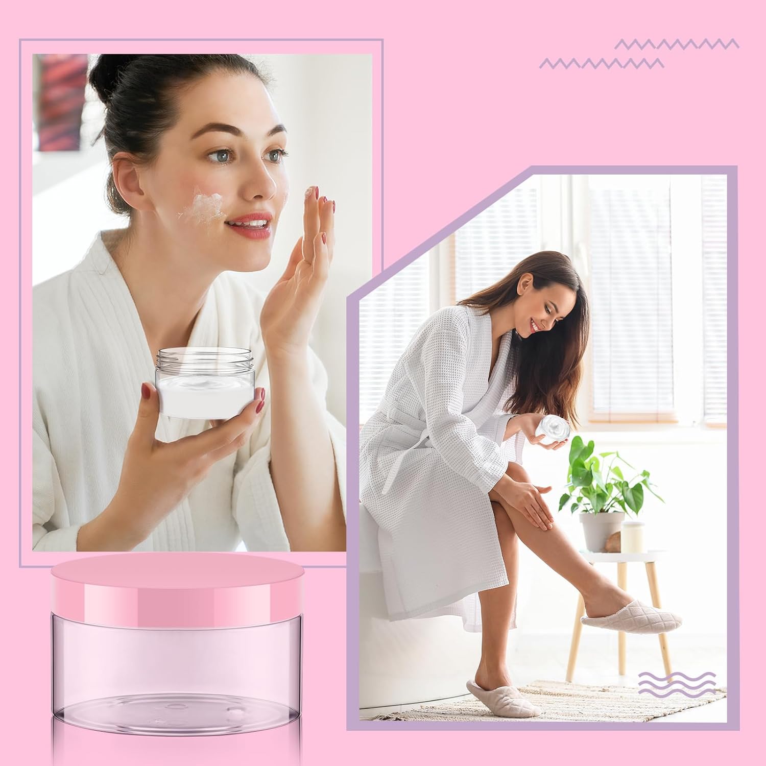 Dandat 72 Pcs 8 oz Plastic Jar Container with Lid and Label Refillable Empty Round Pink PET Cosmetic Sample Slime Containers for Lotion, Cream, Ointments, Body Butter, Makeup, Travel Storage