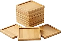 EHR Bamboo Coasters - Blank Square Mats for DIY Mosaic Crafts, Indoor Plant Trays, Reusable Eco-Friendly 10-Pack