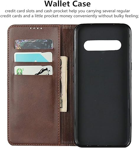 Miniatura 3 de iCoverCase Funda tipo cartera para LG V60 ThinQ 5G, cuero sintético de alta calidad, ranuras para tarjetas, soporte para tarjetas con función atril,