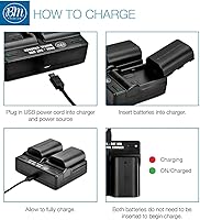 Vista 5 de BM - Paquete de 2 baterías LP-E6N y cargador de batería dual para cámaras Canon EOS R, 90D, 60D, 70D, 80D, 5D II, III, IV, 6D, 7D, 7D Mark II, XC10