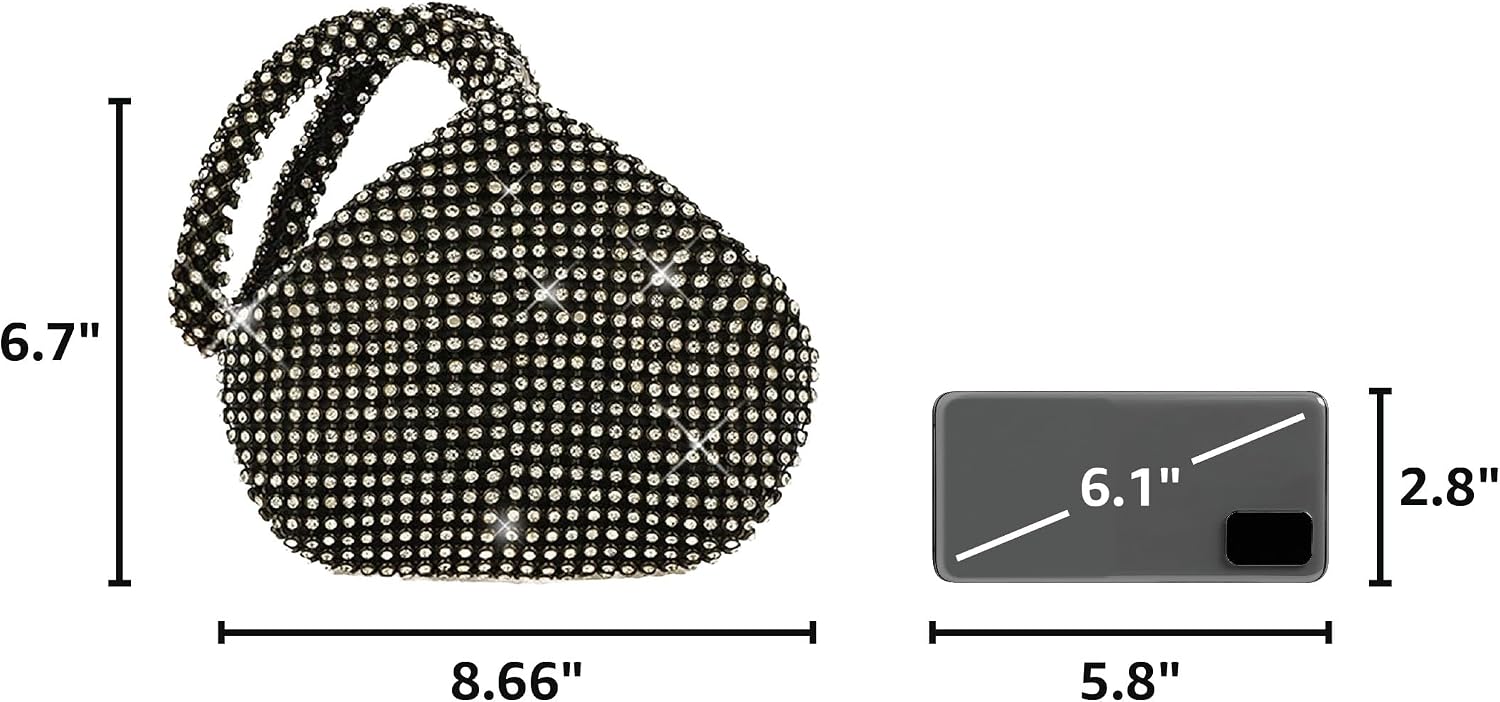 Women's Evening Bag Sparkly Rhinestone Triangle Designer Chain Clutch Purse for Party Prom Wedding (A Silver)