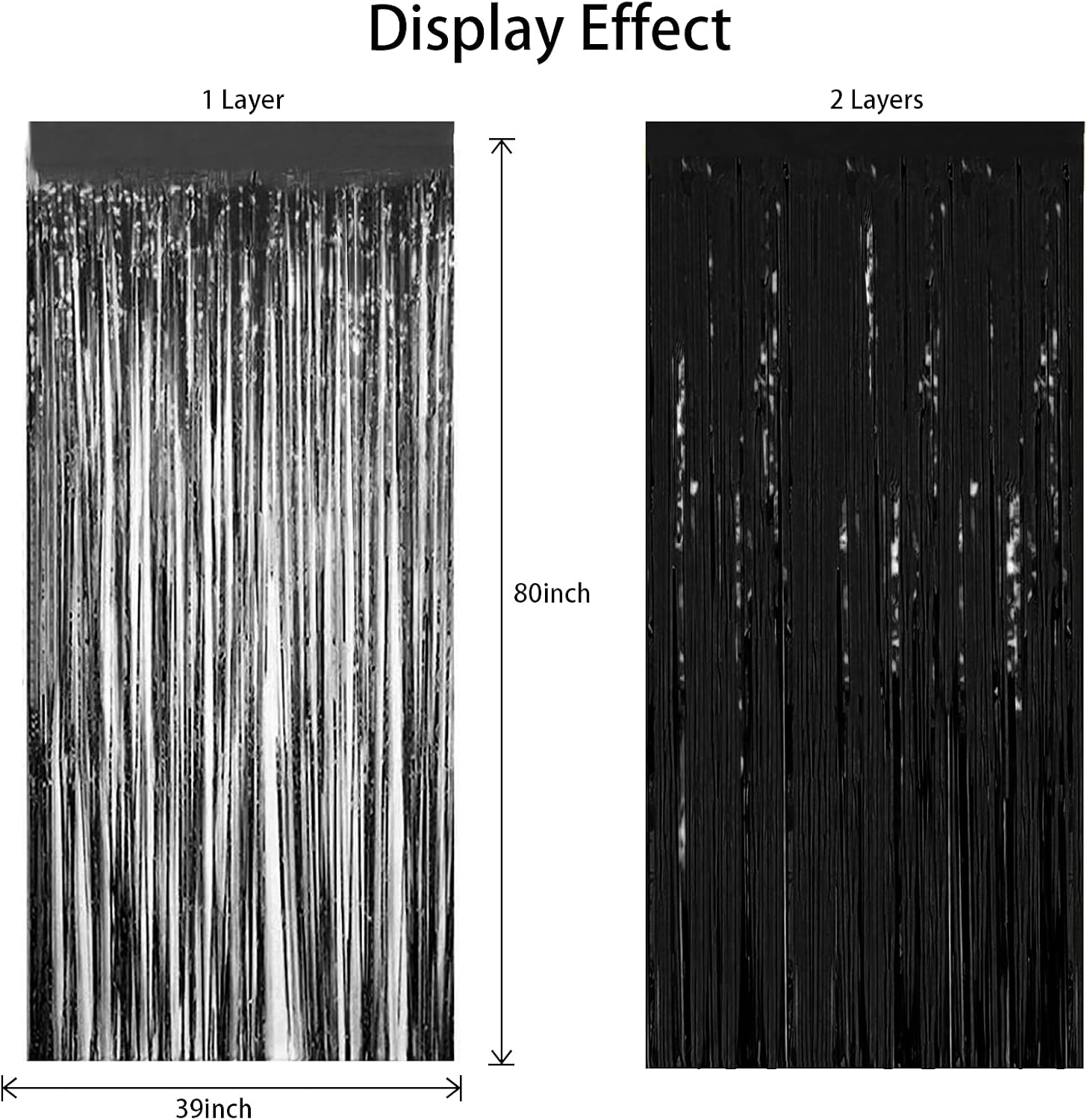 3 Pack Black Party Decorations,Photo Booth Backdrop for Foil Tinsel Fringe Curtain,Glitter Door Streamers Backdrop for New Years Decorations Halloween Bachelorette Birthday Wedding Holiday Celebration