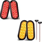 Oyviny 6 Inch Oval Red LED Trailer Tail Lights 2PCS + 6 Inch 10 LEDs Oval Amber Trailer Tail Lights W/Light Wiring 2PCS