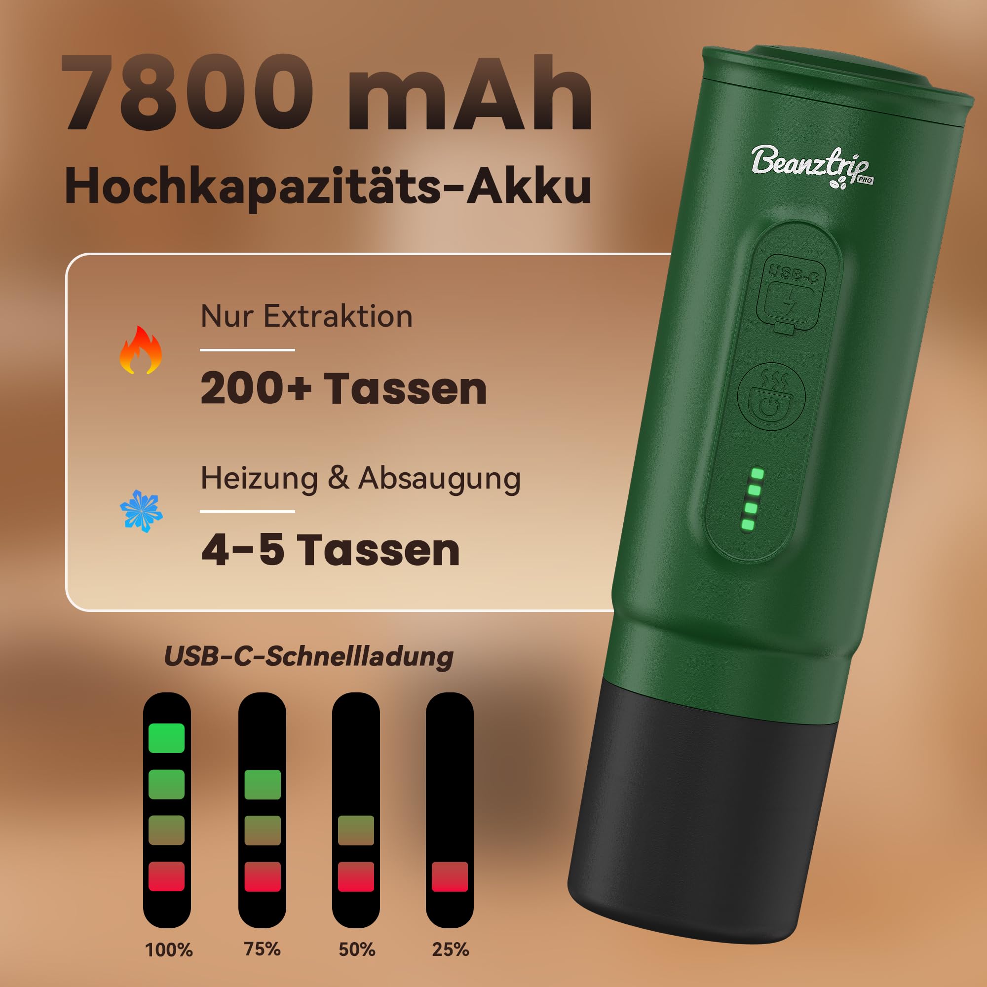 H02 PRO 2-in-1 Tragbare Kaffeemaschine mit Akku, 20 Bar, Selbsterhitzung, USB-C, kompatibel mit NS-Kapseln & gemahlenem Kaffee, Mini Campingkaffeemaschine für unterwegs, Wohnmobil
