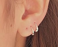 Vista 4 de Creations - 3 aros de plata hechos a mano para piercing de cartílago, hélice, plata de ley 925, calibre 22, triplete de aros originales únicos