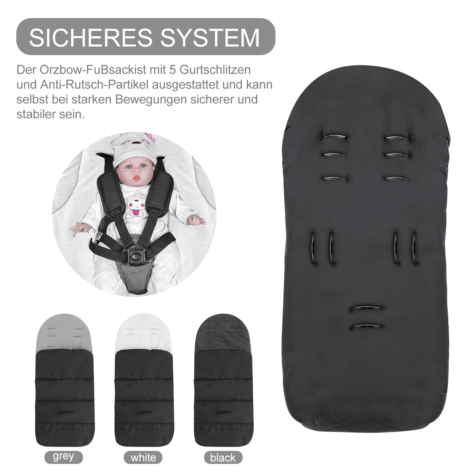 Saco de dormir para bebé de invierno, saco universal para silla de paseo Sacos de Abrigo para Carritos Saco de Dormir Universal para Bebé Antideslizante, Impermeable y Fría, Desmontable(blanco)