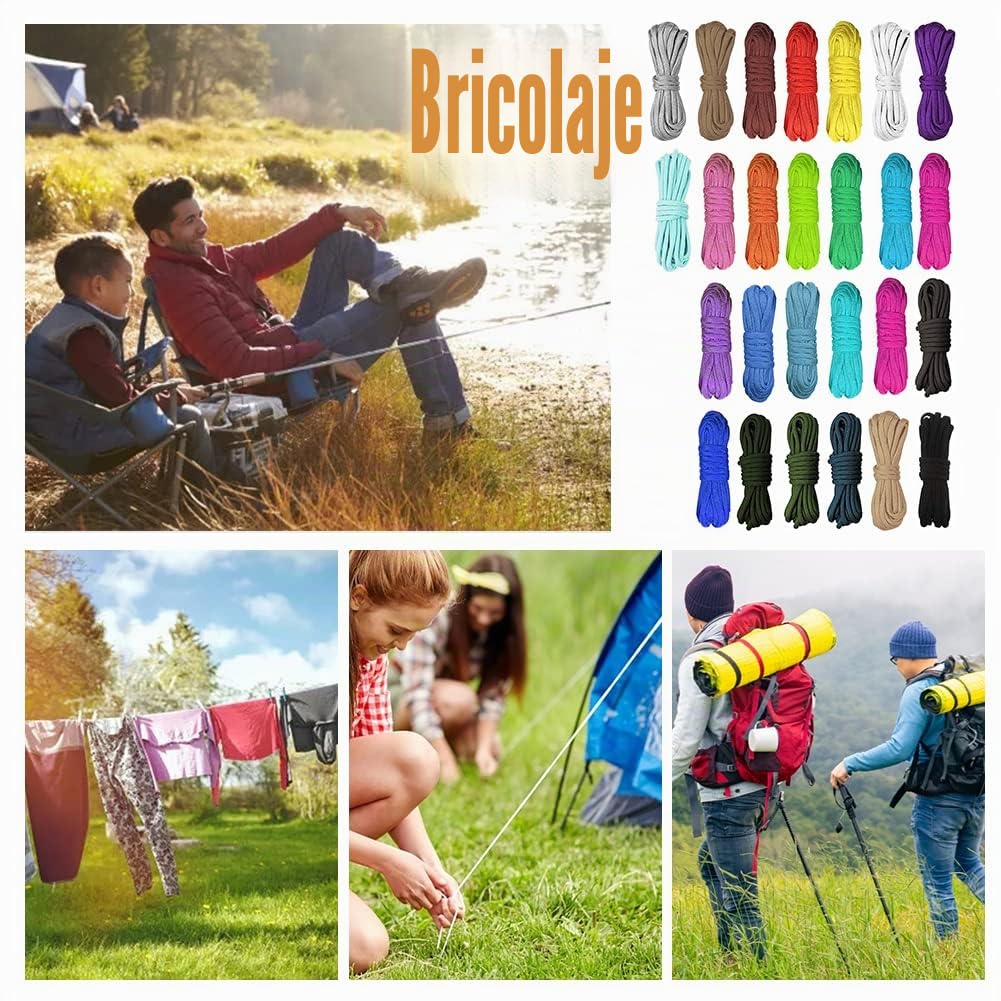 Paracord Set, Paracord 550 Nylonschnur Paracord Seil Multifunktion Enthält Seilschnalle und Nähnadeln