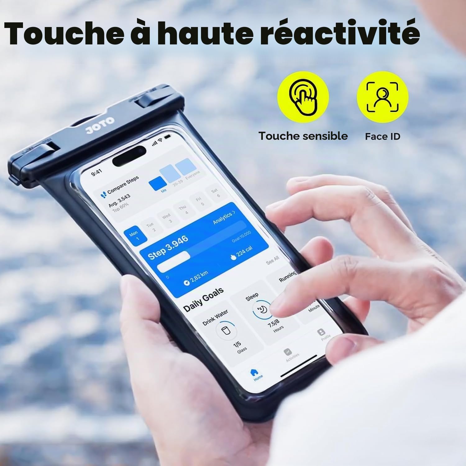 JOTO Housse Étanche Smartphone IPX8 7 Pouces Noir