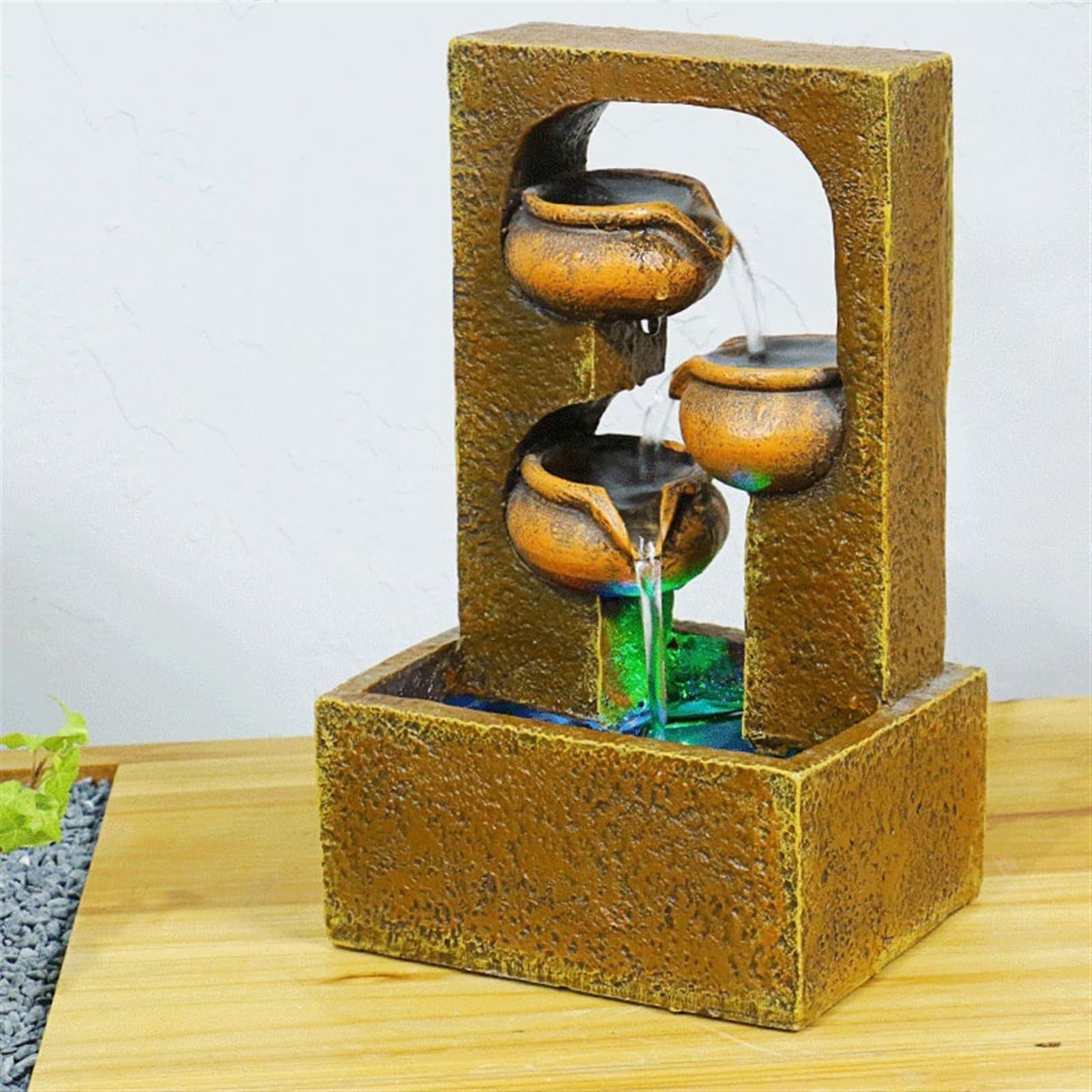 Fontaine d’Intérieur Cascade Ornements de bureau simples Ouverture de la fontaine à eau courante de pendaison de crémaillère Meubles for améliorer les ornements décoratifs Feng Shui Zen pour Méditatio