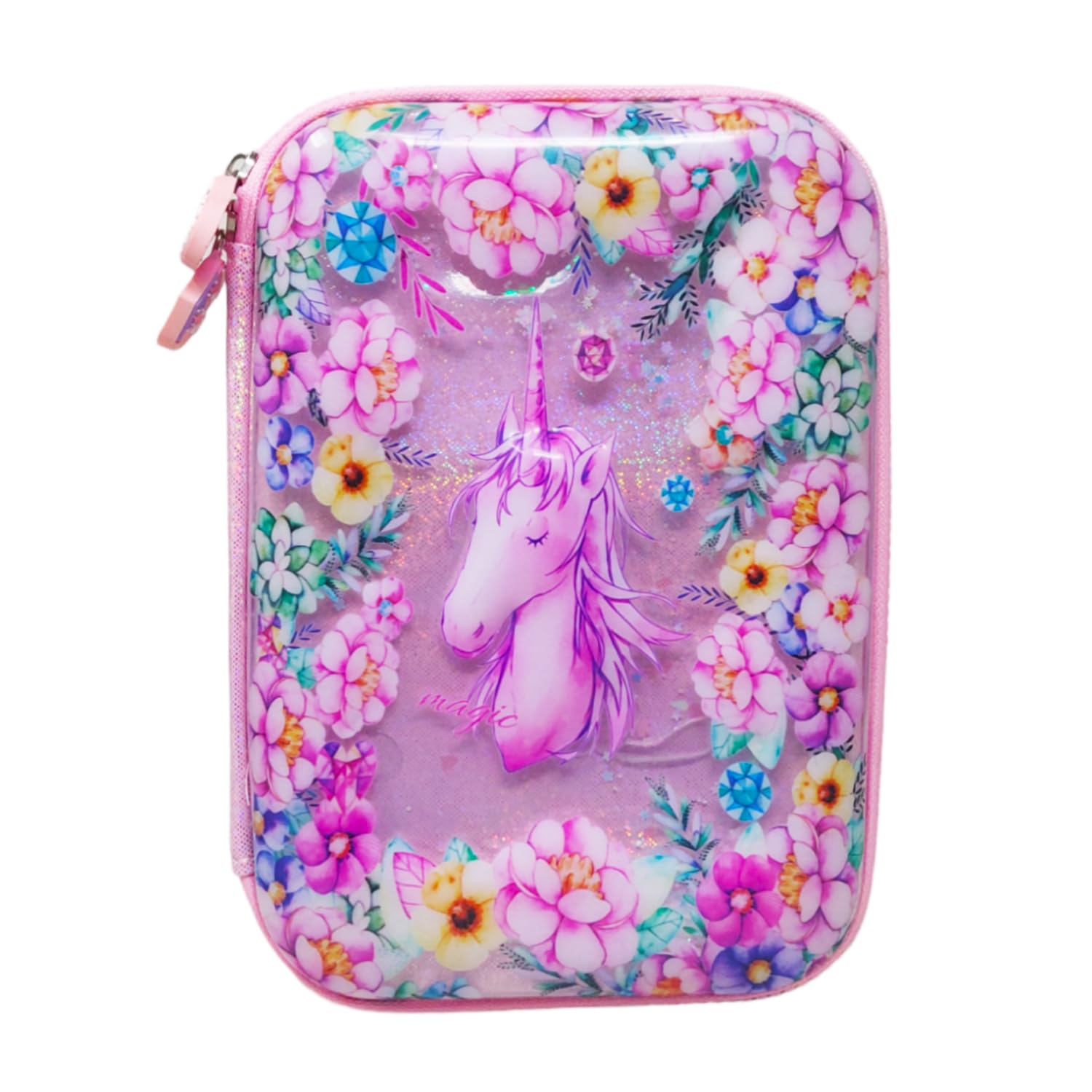 PARTEET Plastic 3D Unicorn Embossed Cover Pencil Case With Compartments, Pencil Box For Kids, School Supply For Students,Cosmetic Zip Pouch Bag For Kids. Assorted Color, Pink (B0CZ9C2G6T) Amazon Price History, Amazon Price Tracker