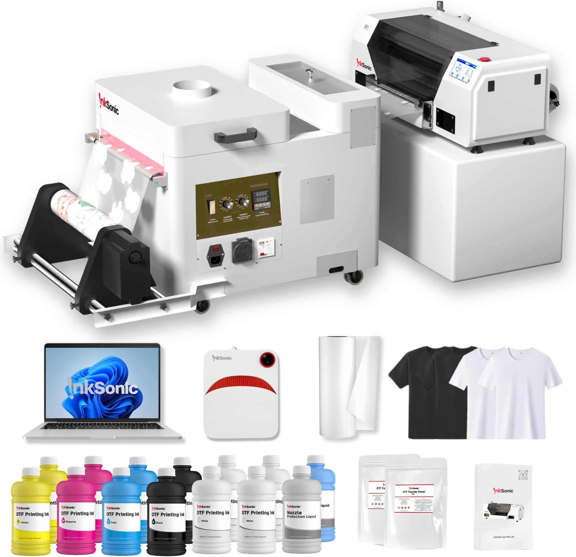 A3+ DTF Printer with F1080 Anti-Clog Printhead, 13" T-Shirt Printer Machine Bundle with Laptop & Supply, 2X Faster Than L1800/R1390, 2026 Upgraded H13 Printer with CISS & 24/7 Auto Maintenance