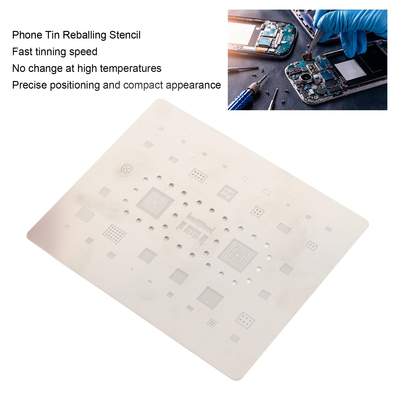 Phone Tin Reballing Stencil, Half Engraving Process CPU Tin Planting Template Net Reballing Rework Net for A33 A53 A536 A13 A21S M33