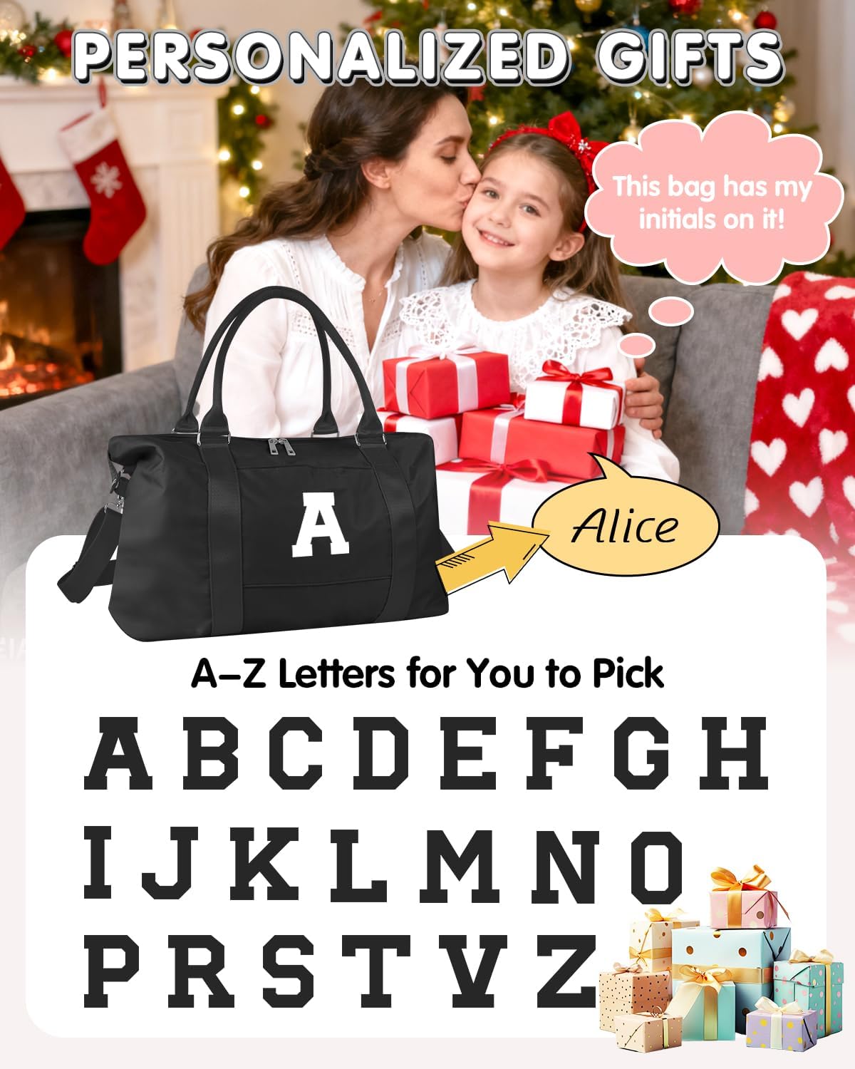 Dance Gym Duffel Bag Gifts for Girls Teen,Personalized Initial Travel Weekender Bag Cute Overnight Carry On Cheer Dance Duffle Bagfor Women,Sports Travel Monogram Birthday Christmas Gifts(Letter V) - Image 2