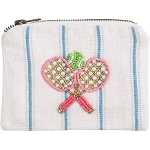 Mud Pie Pink Racquets Tennis Beaded Pouch