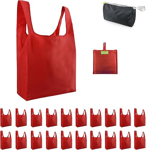 Vista 180 de BeeGreen Bolsas para comestibles, lavables a máquina, paquete de 12 bolsas extragrandes reutilizables, resistentes, plegables con banda Moss Marrs