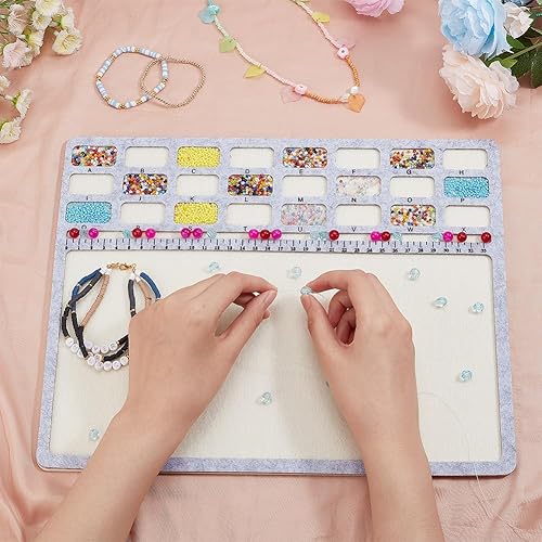 Miniatura 3 de BENECREAT Tapete rectangular grande de fieltro con cuentas, tableros de diseño de cuentas de fieltro con escalas alfabéticas de centímetros,