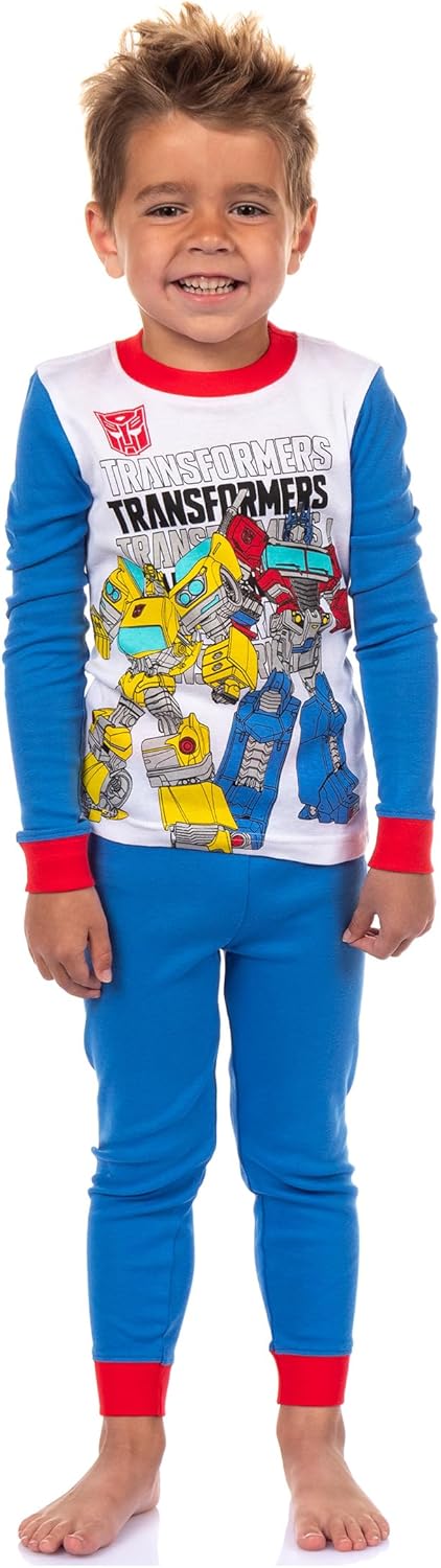 INTIMO Transformers Todder Boys' Bumble Bee and Optimus Prime 2-Piece Tight-Fit Pajama Set