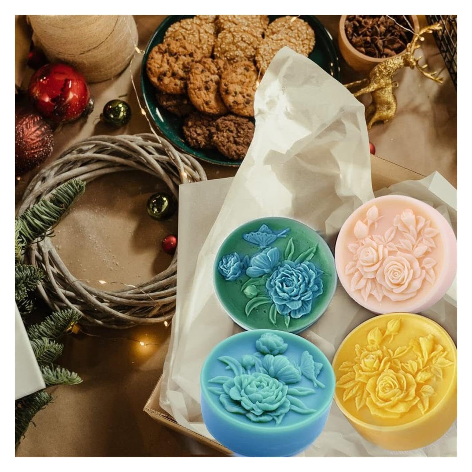 2 stampi per sapone in silicone a forma di fiore, a forma di angelo 3D