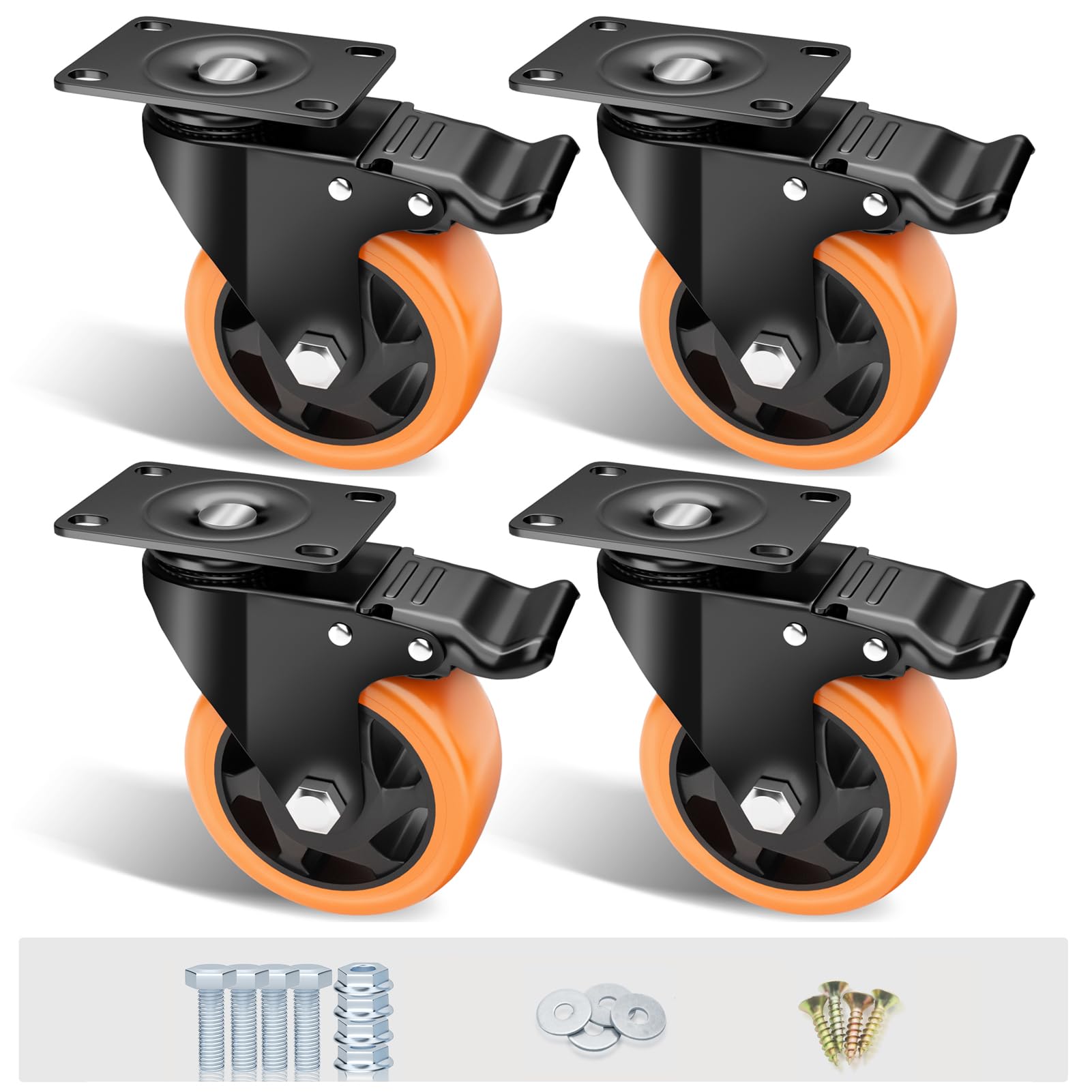 Heavy Duty Caster Wheels with Brake - 2 Inch -14