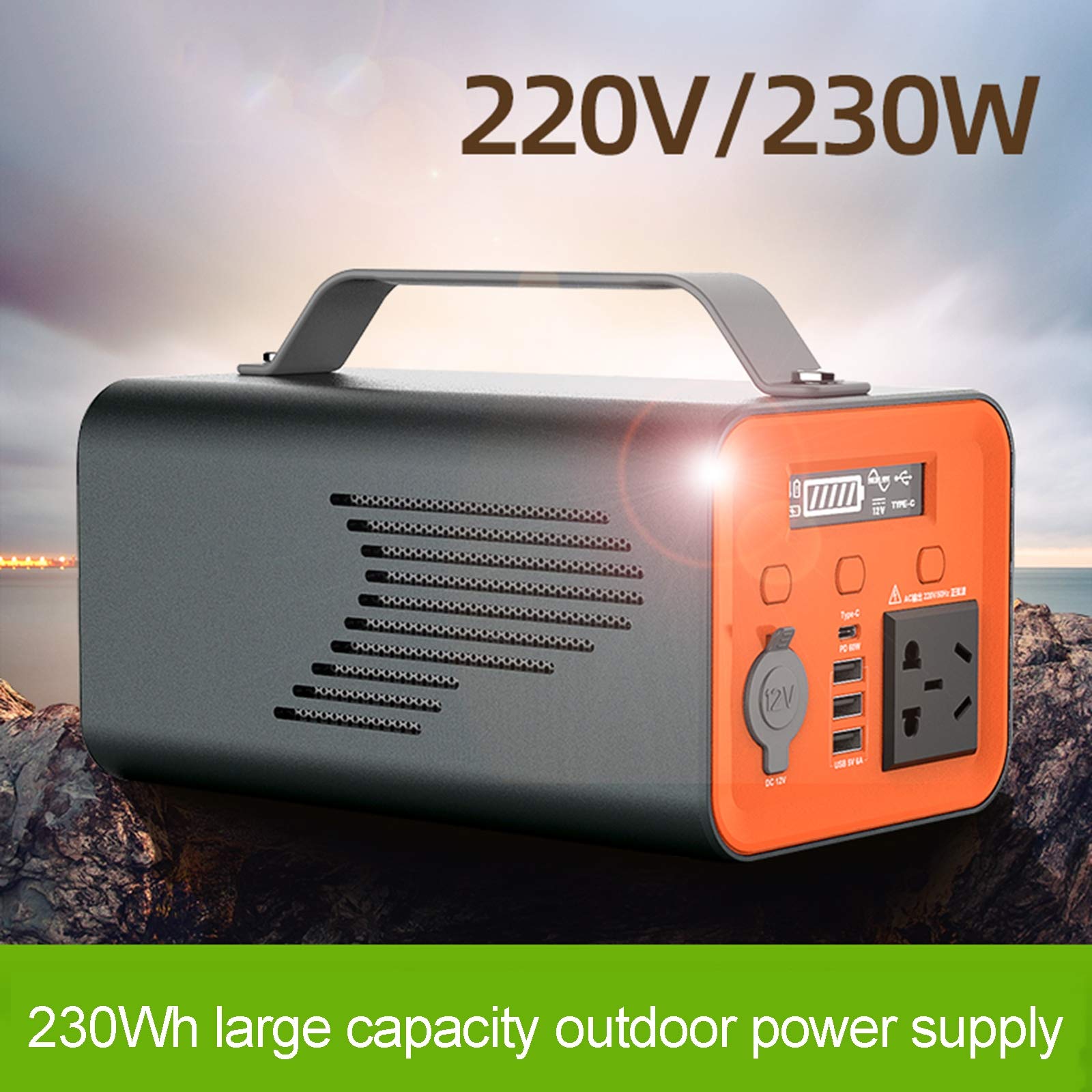 62400mAh generador portátil Recargable de Litio Paquete Generador de batería, 12V, Fuente de alimentación USB Salida Fuera de la Red de Emergencia para Acampar de Copia de Seguridad