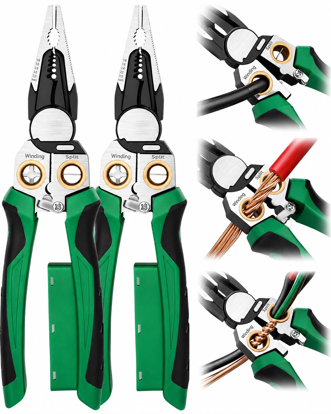Pelacables 8 en 1 mejorado con probador de voltaje, alicates multifuncionales resistentes para pelar cables, alicates eléctricos profesionales para cortar, tirar, raspar y presionar (2)