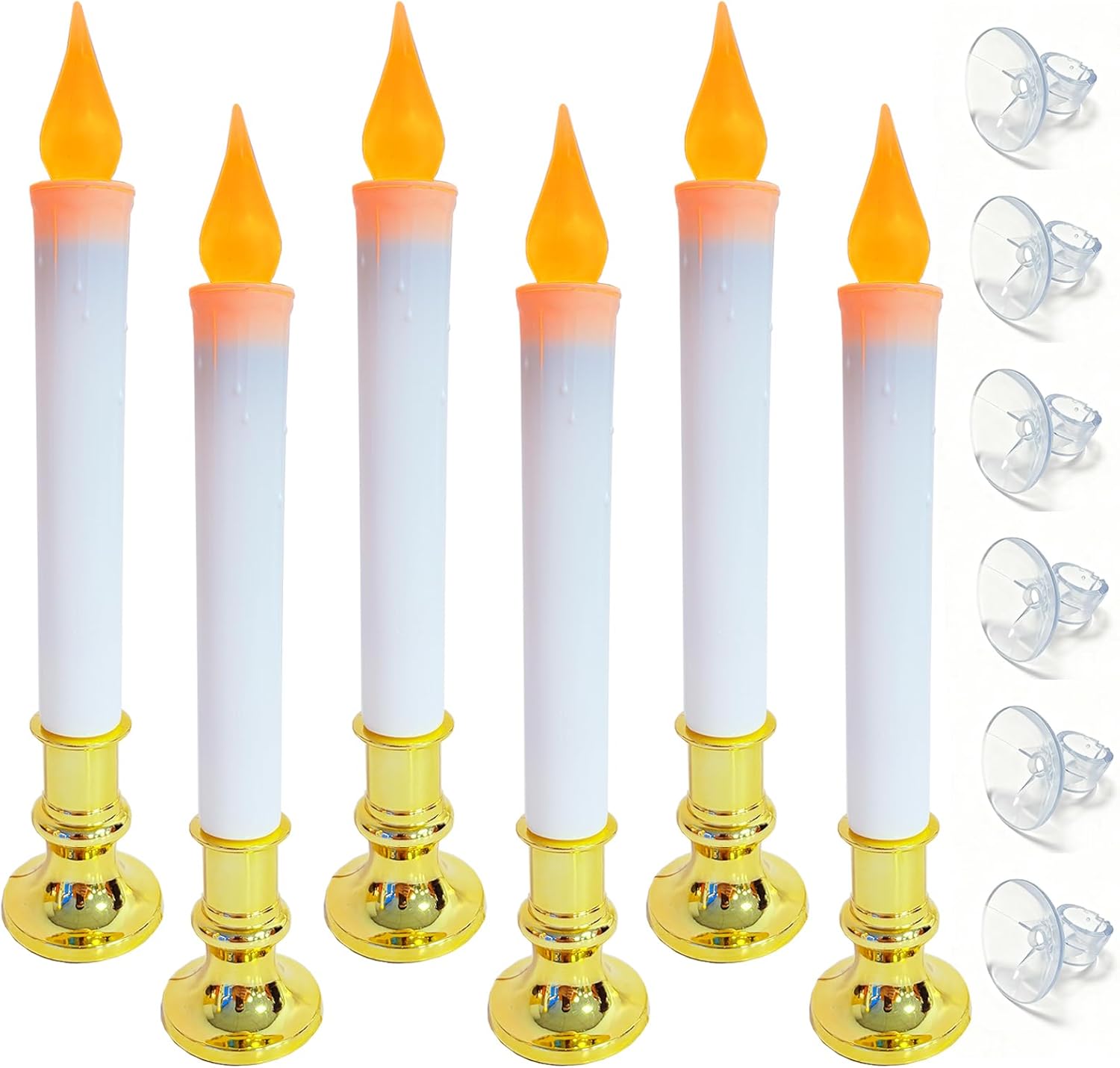 6 Pack 9" Gold Base LED Candle Lights with Dusk to Dawn Sensor, Battery Powered Flameless Candles for Indoor Table Party Decor - Image 3