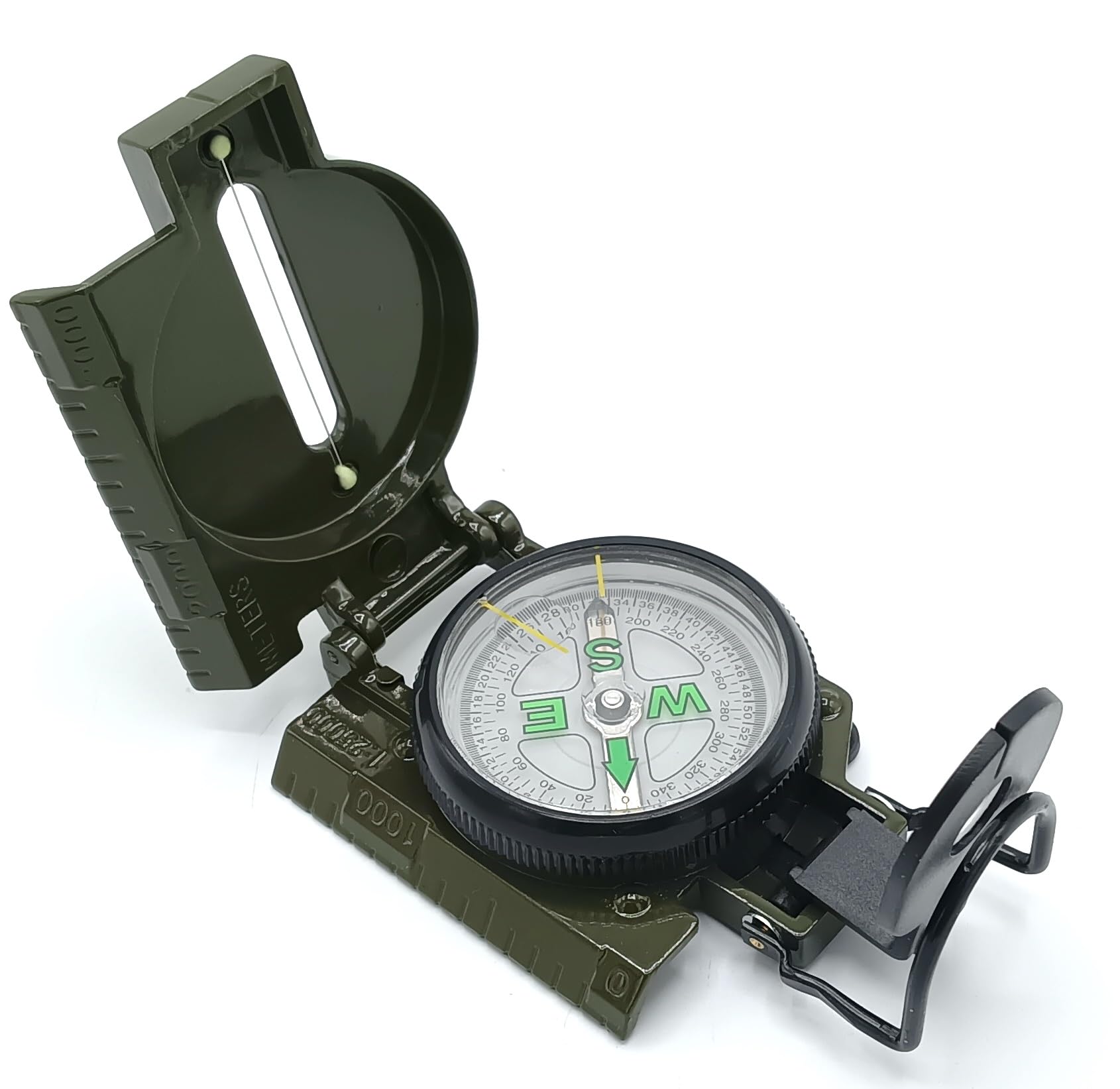 GOLD LEAF Multifunctional Military Phosphorescent Lensatic Compass, Waterproof Hand Held Compasses with Pouch for Hiking Camping Navigation Survival,Perfect for Outdoor Activities(Green)-image-4
