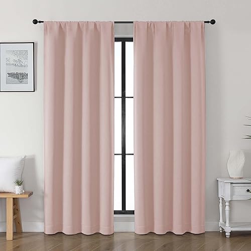 Miniatura 20 de Gwine - Cortinas opacas negras para dormitorio de 84 pulgadas de largo, juego de 2 paneles, cortinas sólidas reductoras de ruido con aislamiento