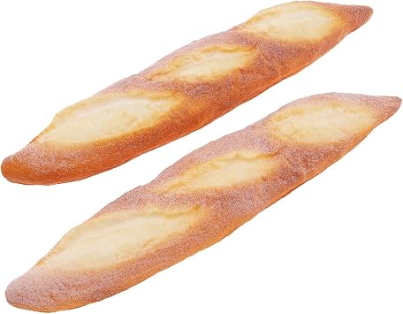 2pcs 13 Inch Artificial Long Loaf Bread Model, Realistic Faux Baguette Decor, Lifelike Bakery Display Food Ornament for Home Kitchen Restaurant Bakery Shop Party Decoration Photography Prop