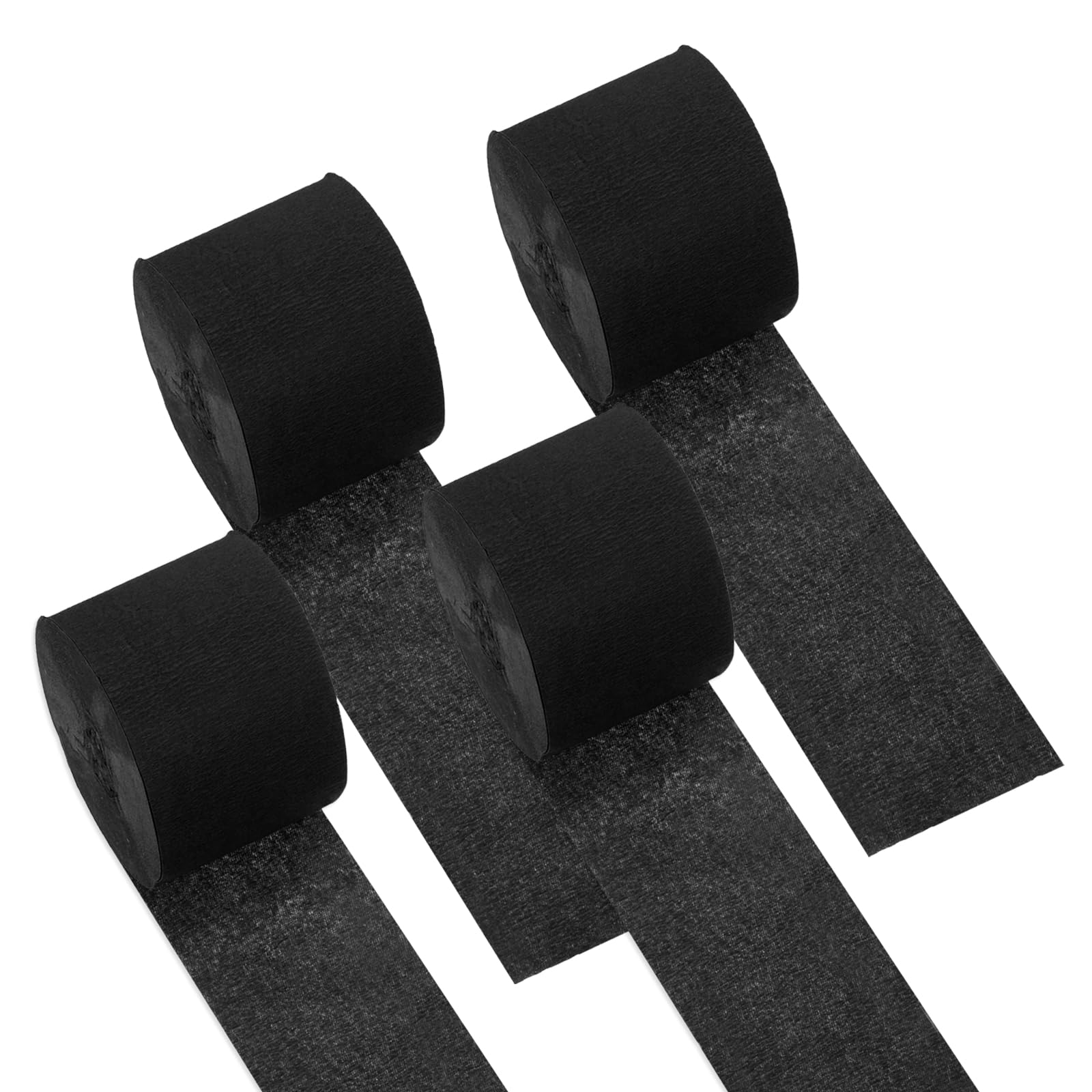 PATIKIL 1.8 Inch Crepe Paper Streamer, 4 Roll 328ft Soft Paper Streamer Crepe Paper Sheet for Craft Wrapping Party Birthday Wedding Decoration Ornament, Black