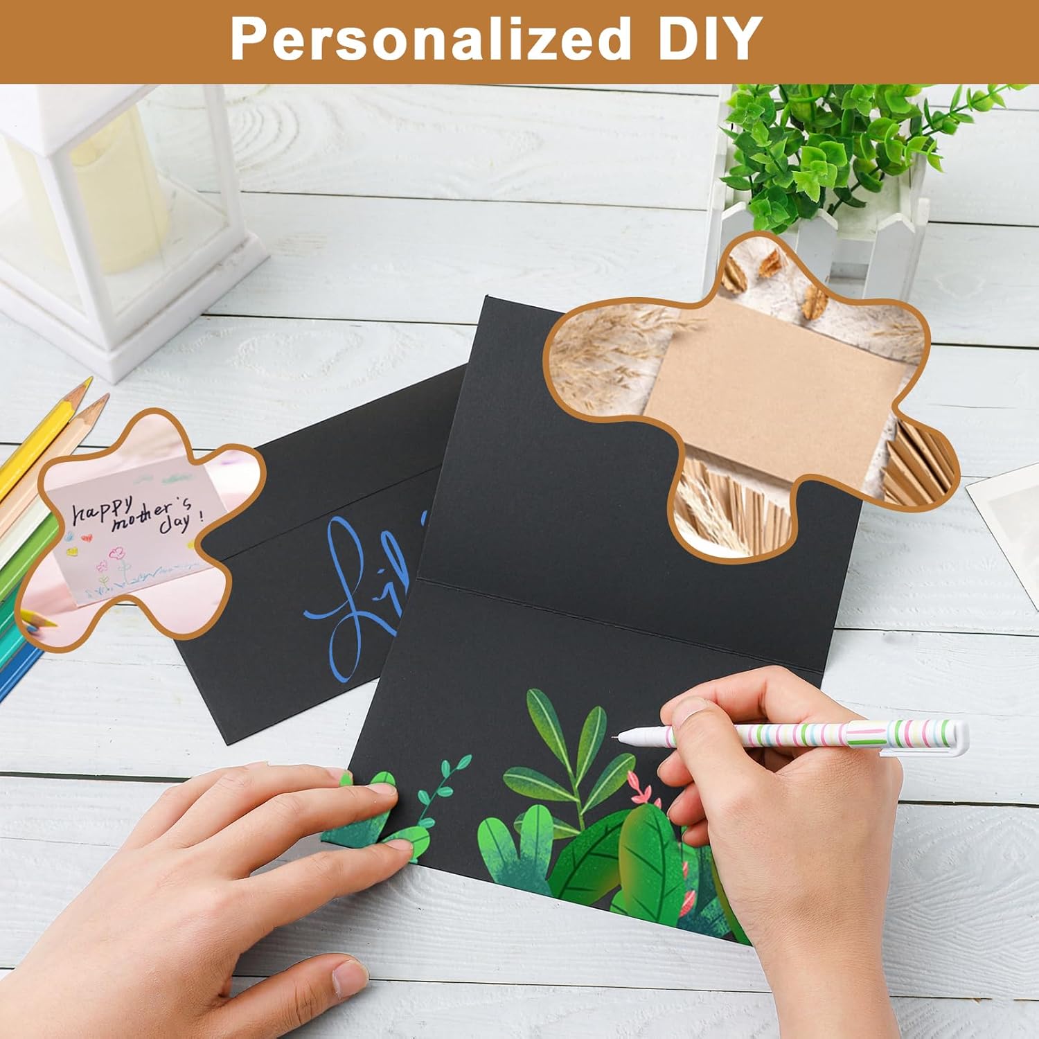 100 Packs Blank Black Note Cards and Envelopes 4 x 6 Heavyweight Folded Cardstock and A4 Envelopes Printable Self Seal for Birthday, Thank You Cards, Wedding Invitations, Baby Showers - Image 4